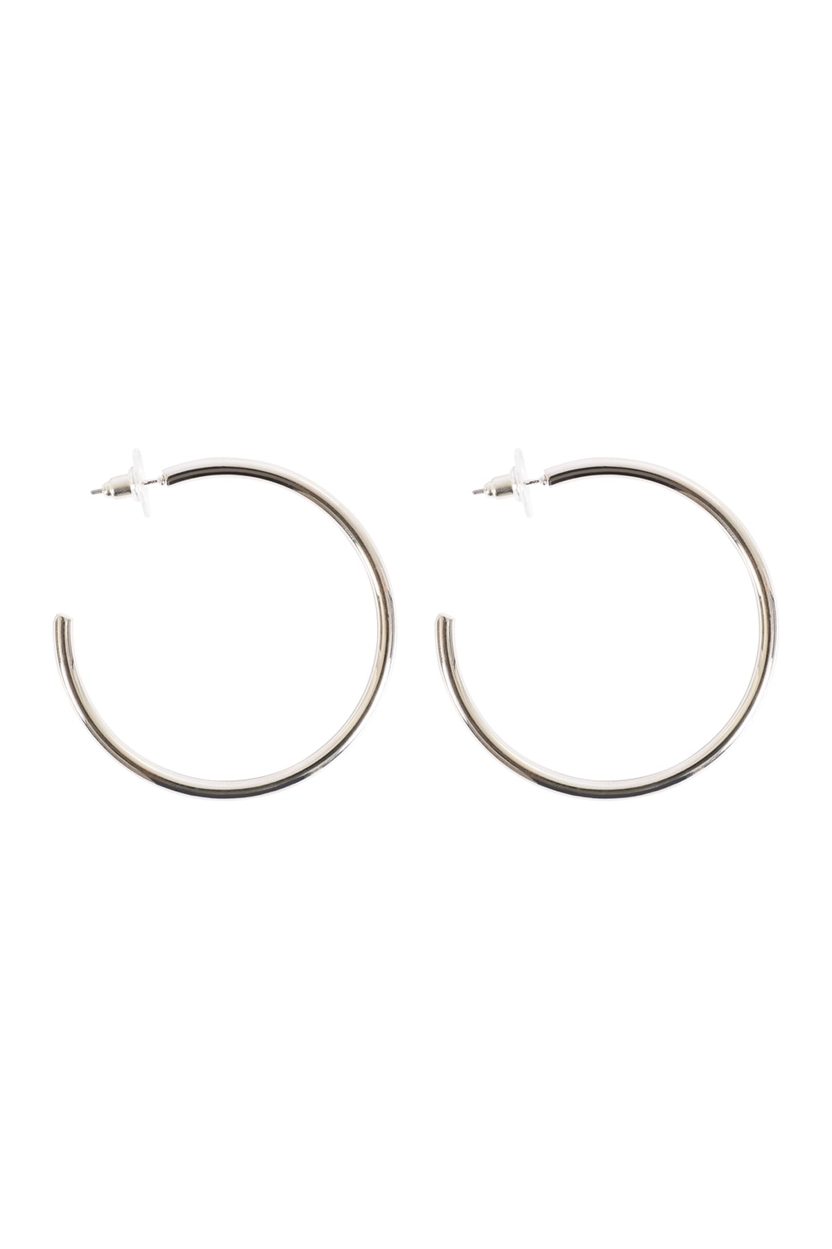 Rhodium Plated Hoop Post Earrings - Set of Six Pieces