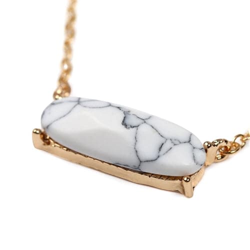 Pack of 6 White Natural Stone Oval-Shaped Necklaces