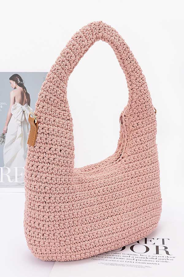 Pack of 3 Pink Braided Cotton Hobo Bags - Style 7946