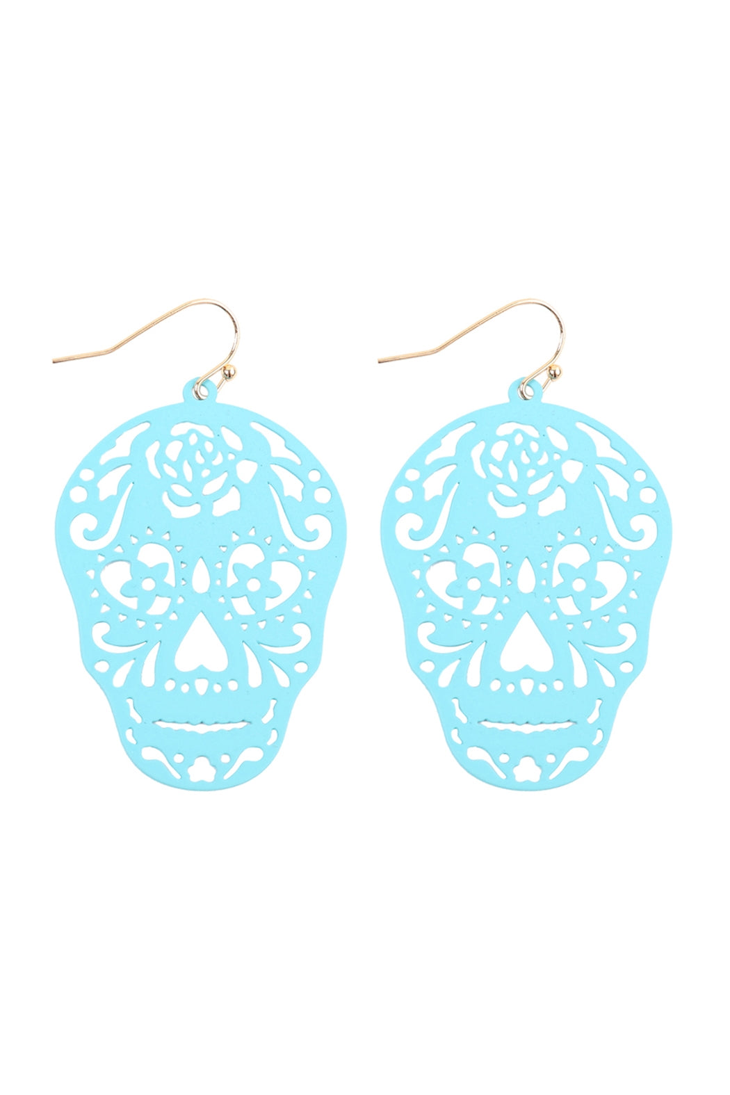 6-Pack Turquoise Halloween Skull Color-Coated Filigree Earrings