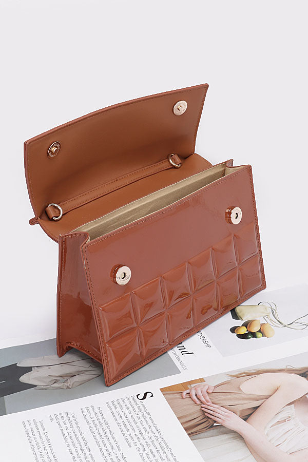 Set of 3 Embossed Enamel 1436 Camel Top - Handle Bags