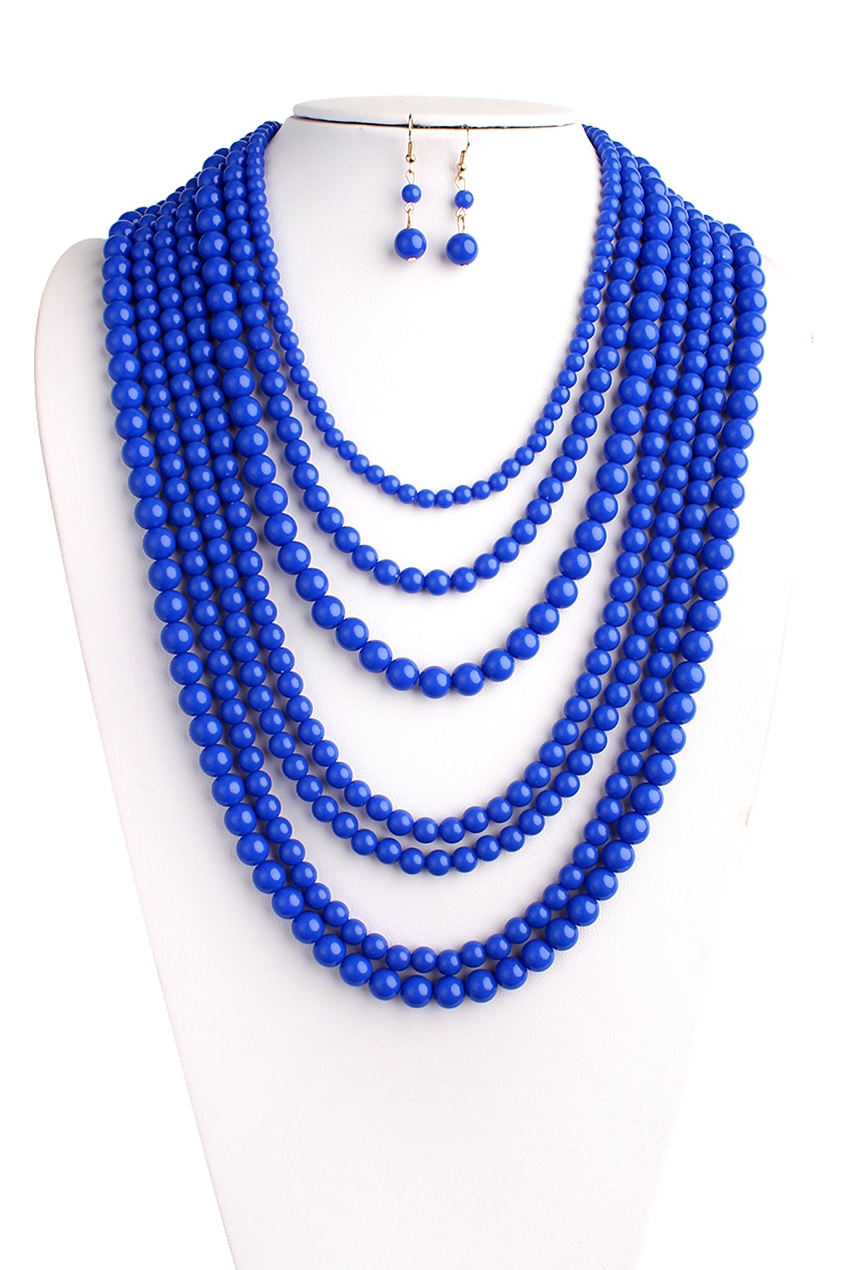 Set of 6 Multilayer Acrylic and Sapphire Necklace & Earring Combos