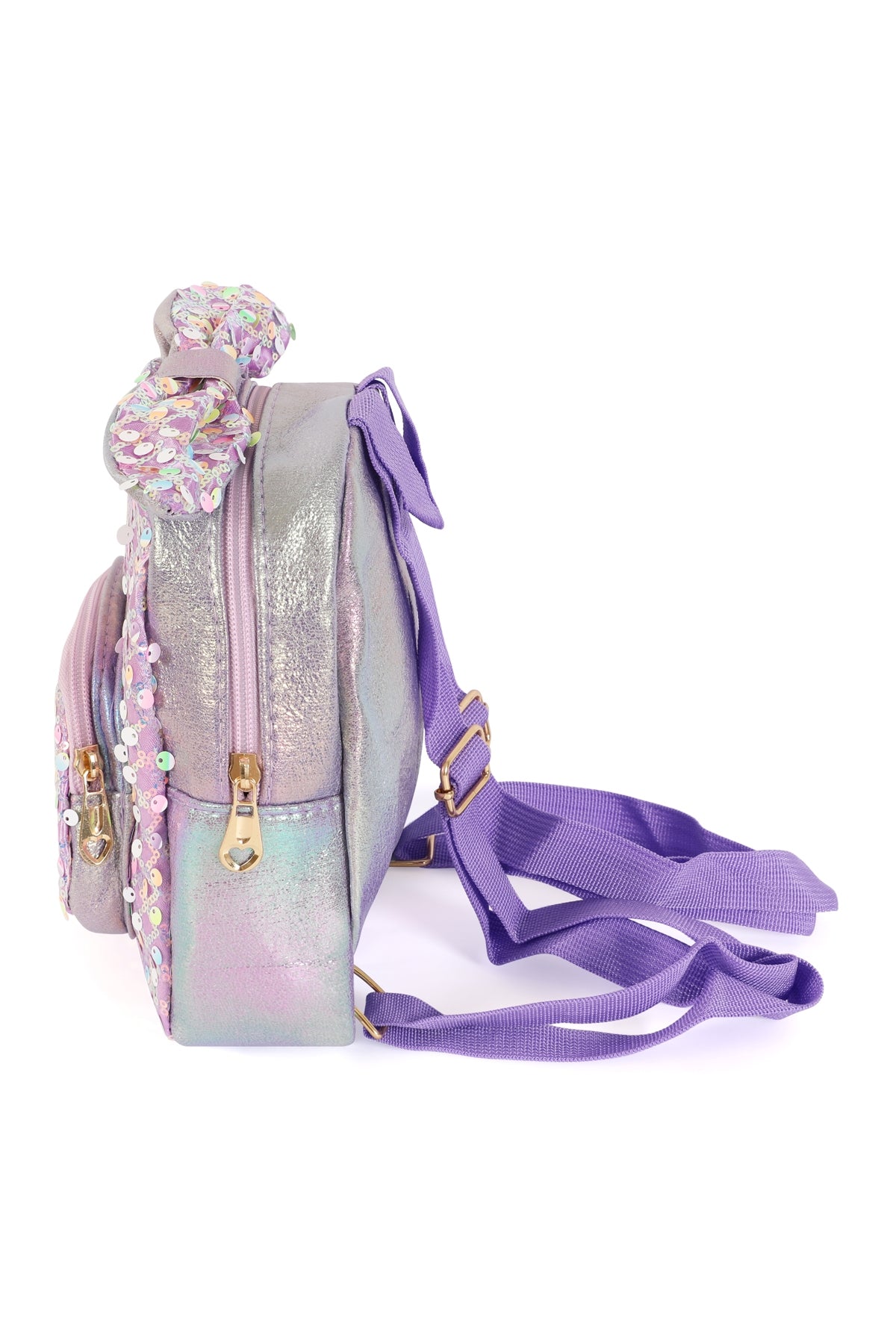 Adorable Purple Glitter Ribbon Kids Backpacks - Set of 6