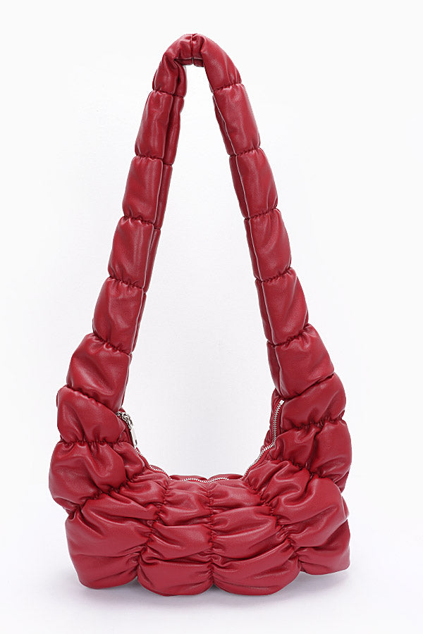 Pack of 3 - 8611 Burgundy Pleated Faux Leather Crossbody Bags
