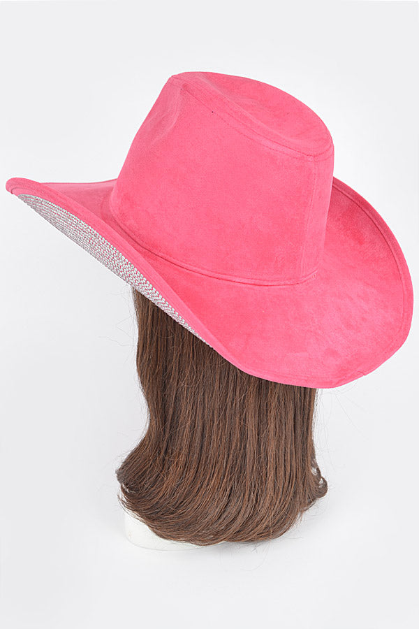 Pack of 6 Fuchsia 7671 Faux Wool Rhinestone Cowboy Hats