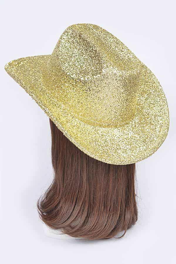Pack of 6 Glitter Cowboy Hats in Classic Black Color