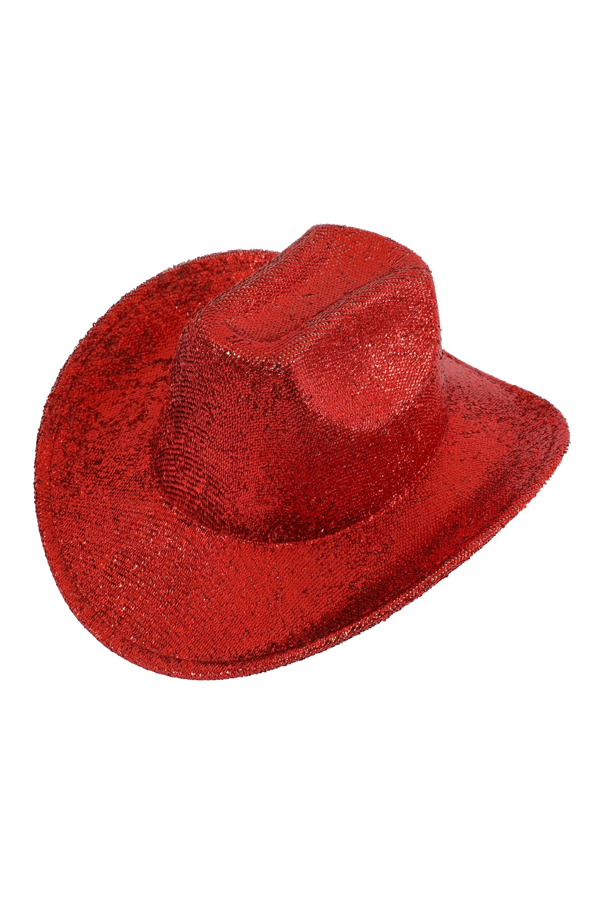 Pack of 6 Red Glittery Solid - Color Fedora Hats for Fashion Enthusiasts
