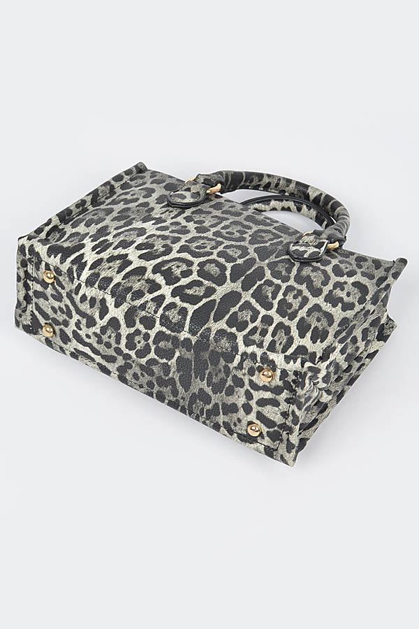 Pack of 3 Faux Leo Tote Bags in Gray Shade (1115)