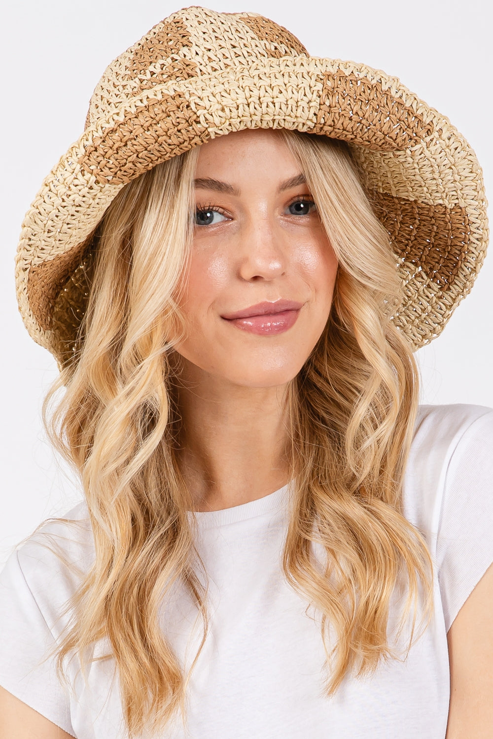 6-Pack Taupe Color-Blocked Two-Tone Paper Bucket Hats