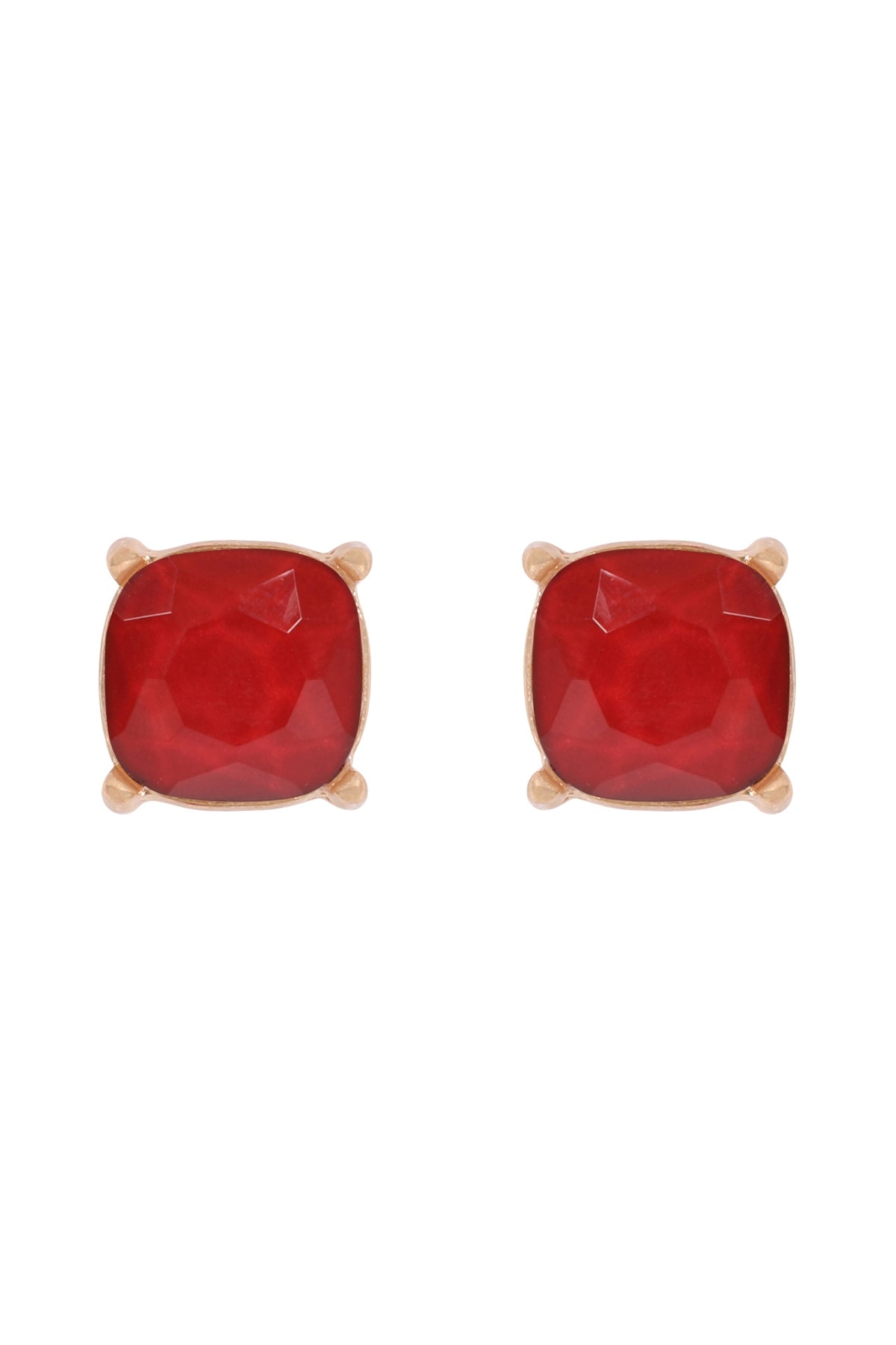 Burgundy Fine Glitter Epoxy Stud Earrings - Set of 6 Pieces