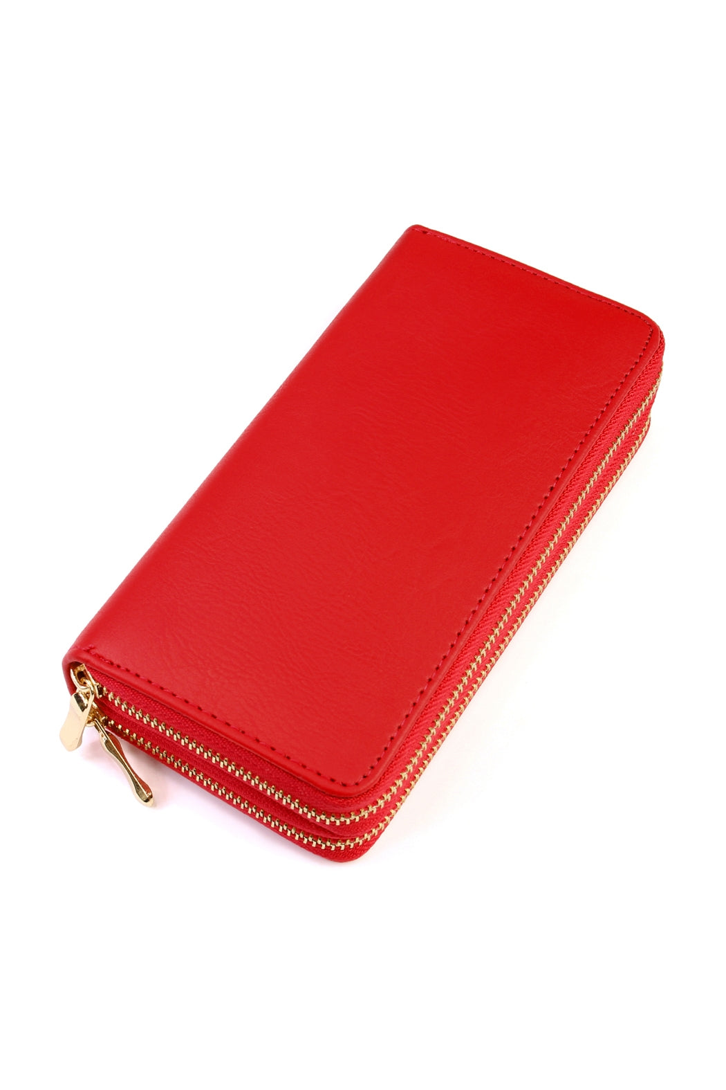 Set of 6 Red Wallets with Double Zippers