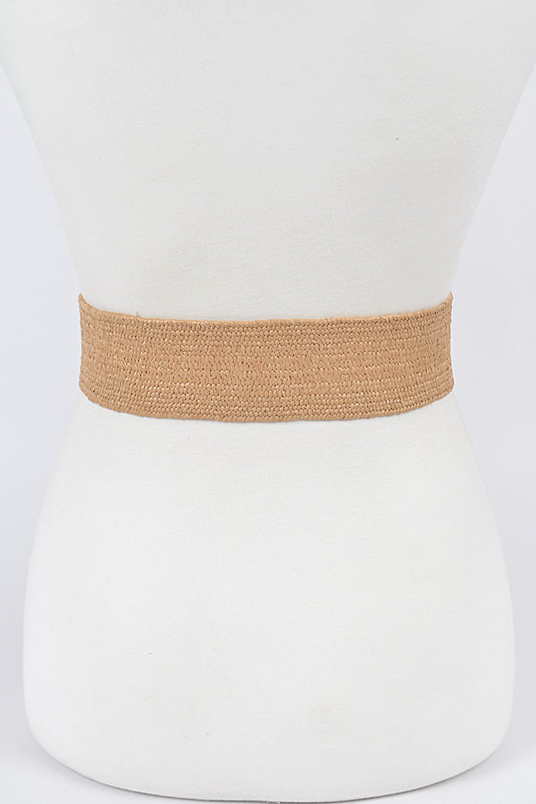 Pack of 6 Khaki - 5797 Pearl Buckle Elastic Belts