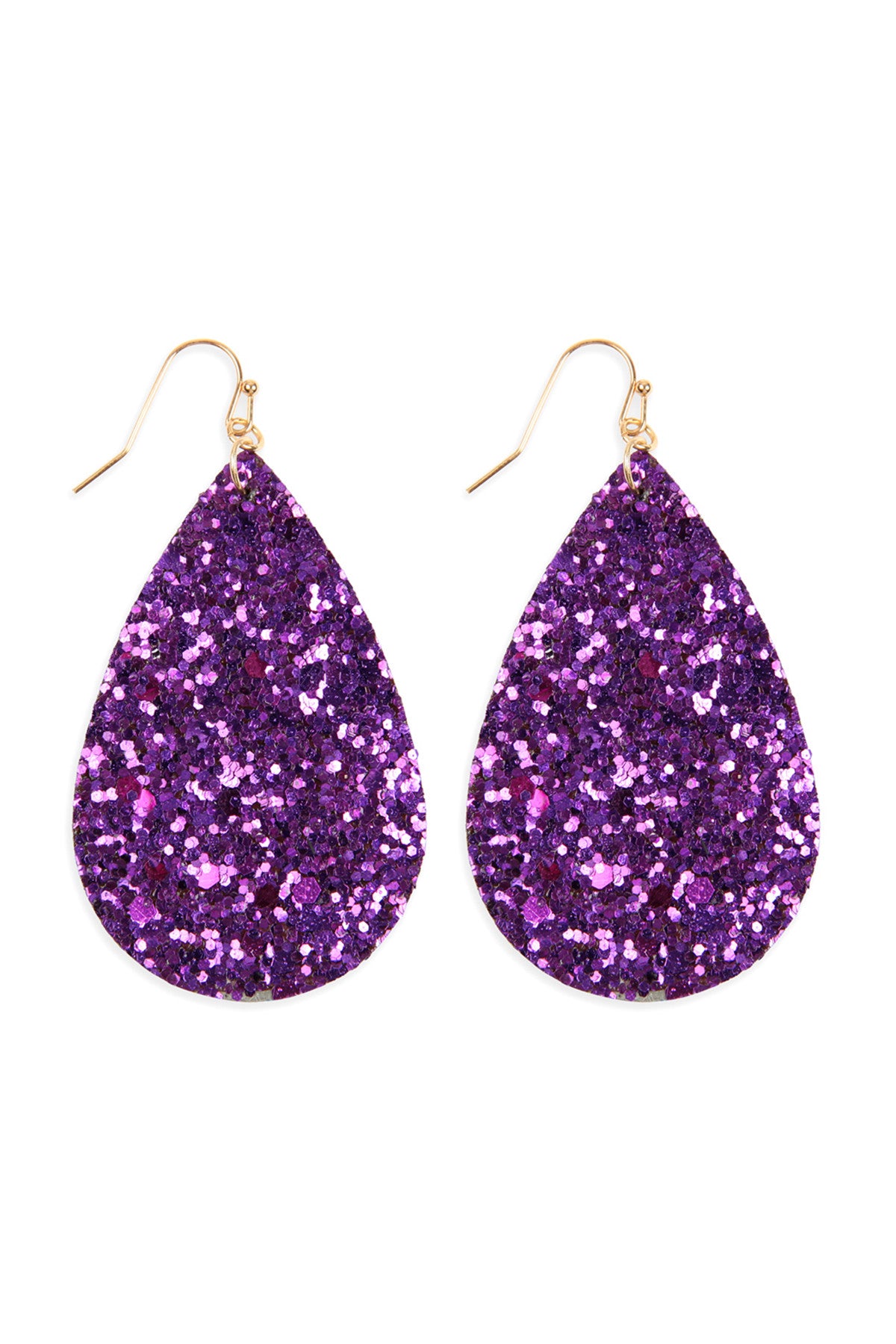 Fashionable Purple Sequin Teardrop-Shaped Earrings - Set of Six Pieces