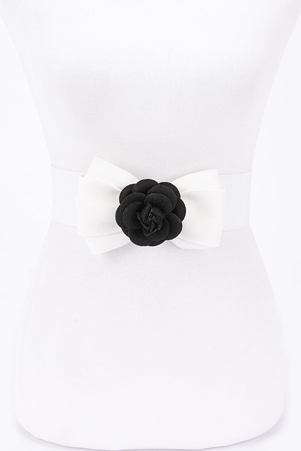 Pack of 6 Ivory 6778 Flower Bow Elastic Belts