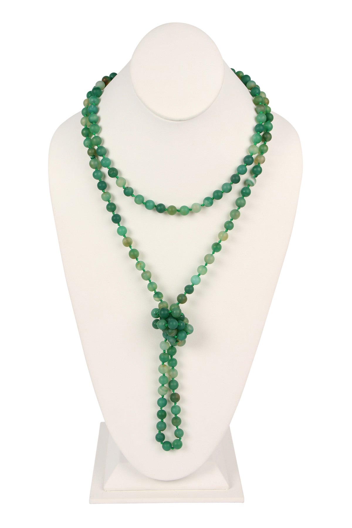 Set of 6 Hand - Knotted Long Necklaces Made from Emerald Natural Stone