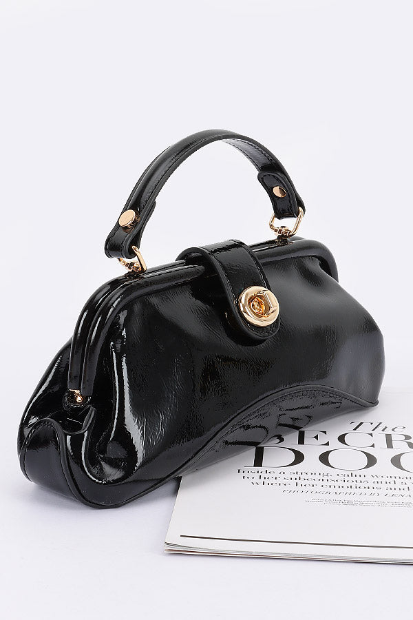 Black Enamel Faux Leather Party Clutch - Pack of 3