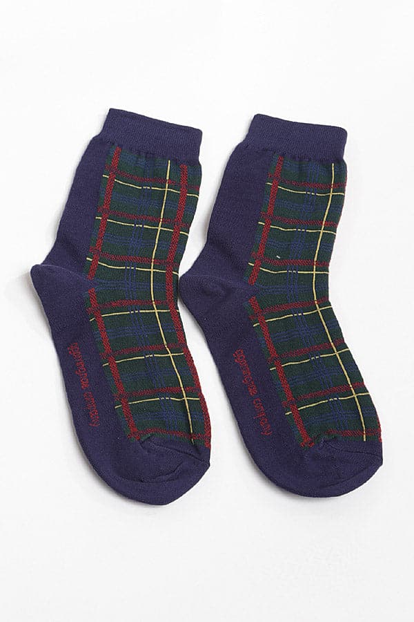 Navy 091 Style Two - Toned Plaid Socks - Pack of Six