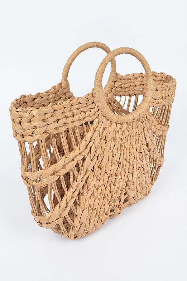 Set of 3 Handmade Straw Beach Bags in Ivory Color - Model 8201