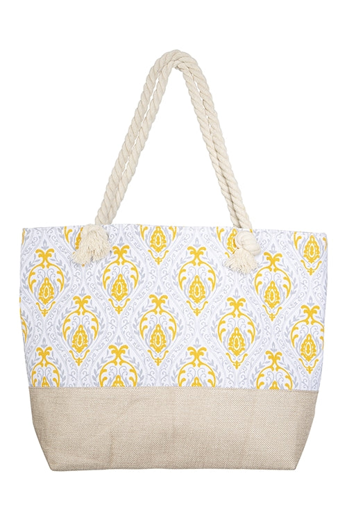 Yellow Chintz Tropical Pattern Tote Bags - Set of 6