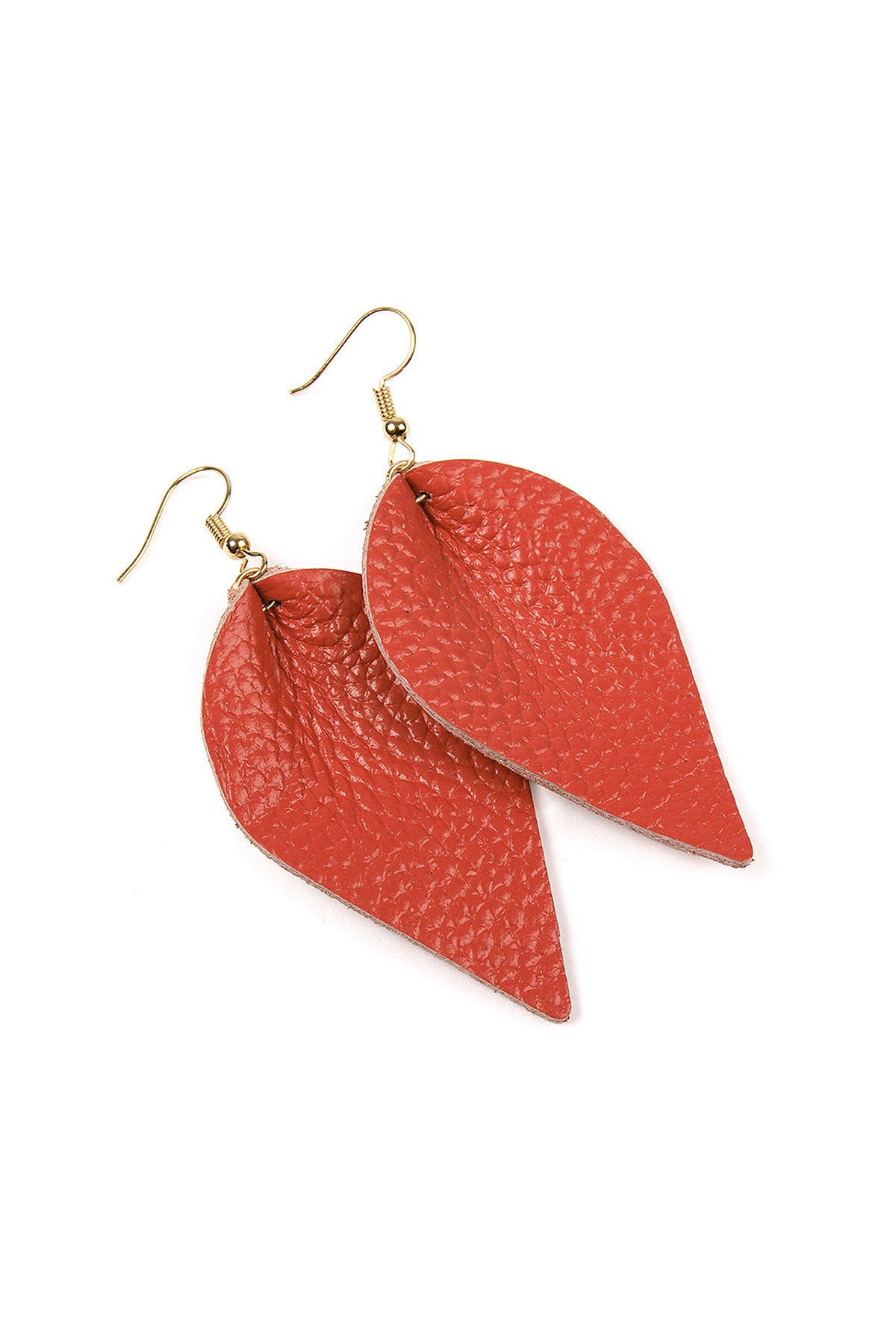 Set of 6 Coral Pinched Genuine Leather Teardrop Earrings