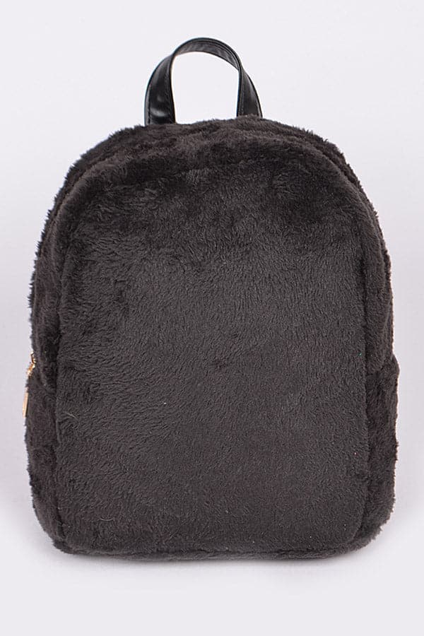 Set of 3 Soft Fuzzy 1496 Black Backpacks