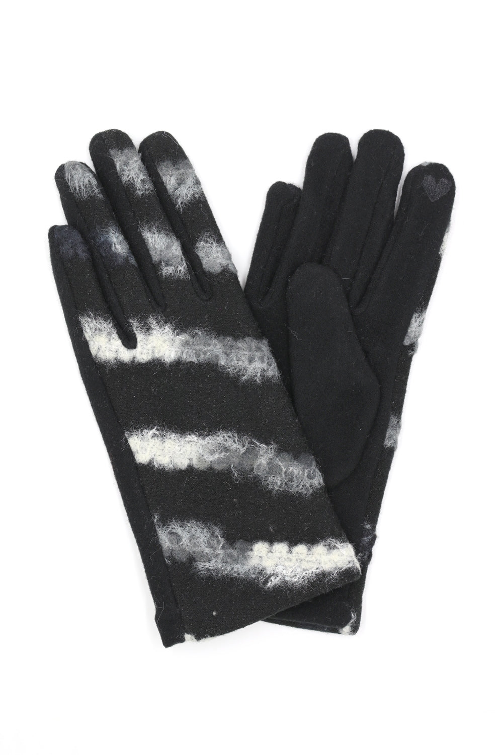 Black Multicolor Yarn Pattern Smart Touch Gloves - 6 Pack