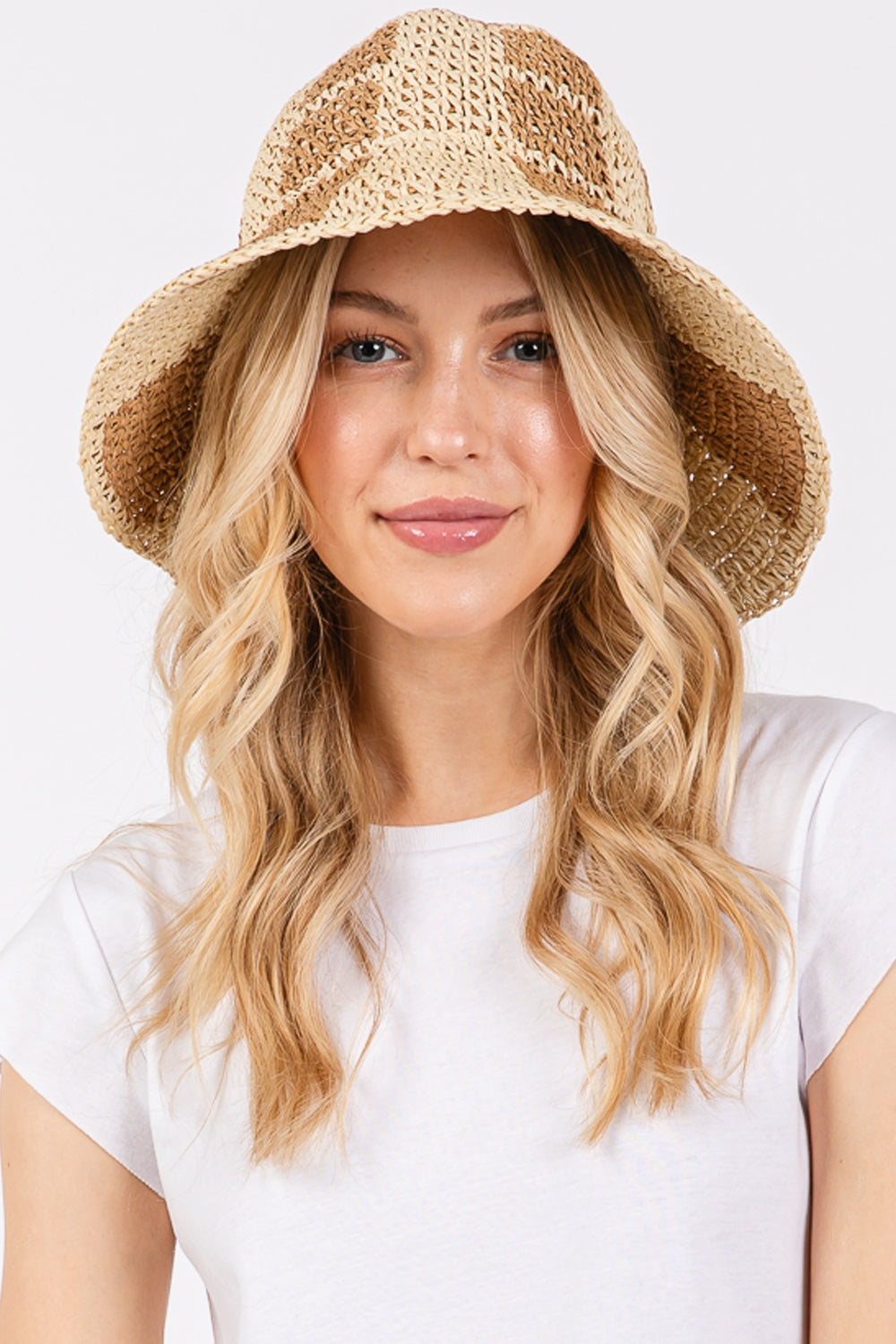 6-Pack Taupe Color-Blocked Two-Tone Paper Bucket Hats