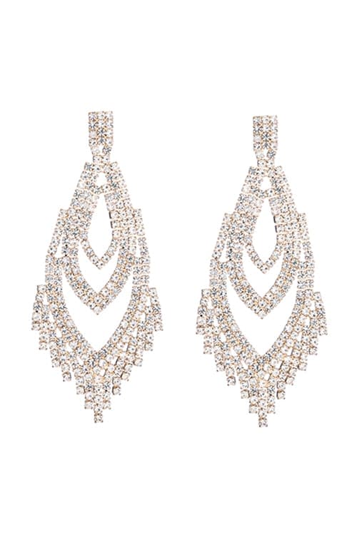 6-Pack Gold Crystal Fringe Earrings with Layered Design