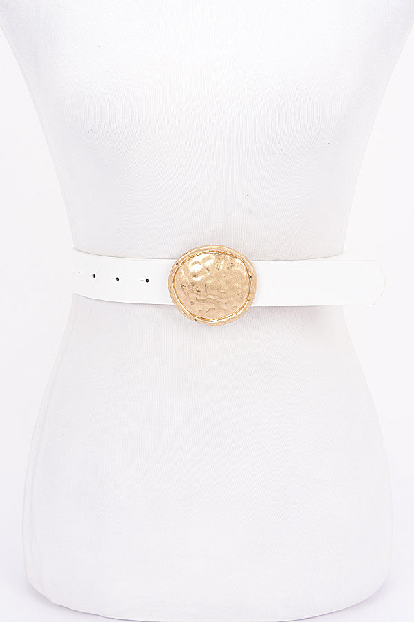 Pack of 6 - 7388 White Metal Buckle PU Belts