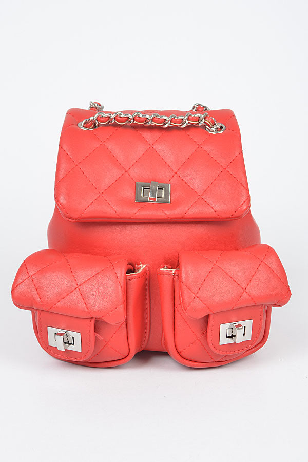 3211 Red Quilted Backpack - Set of 3