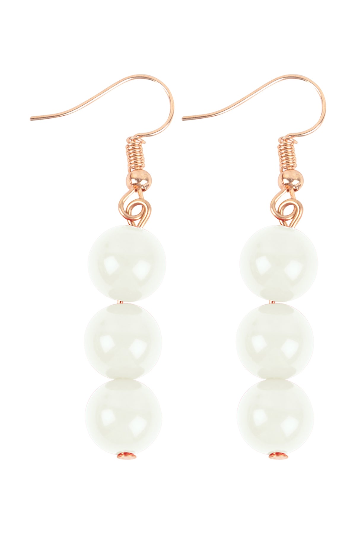 Exquisite Round Bead Layered Statement Necklace and Earring Set in White - Pack of Six Pieces