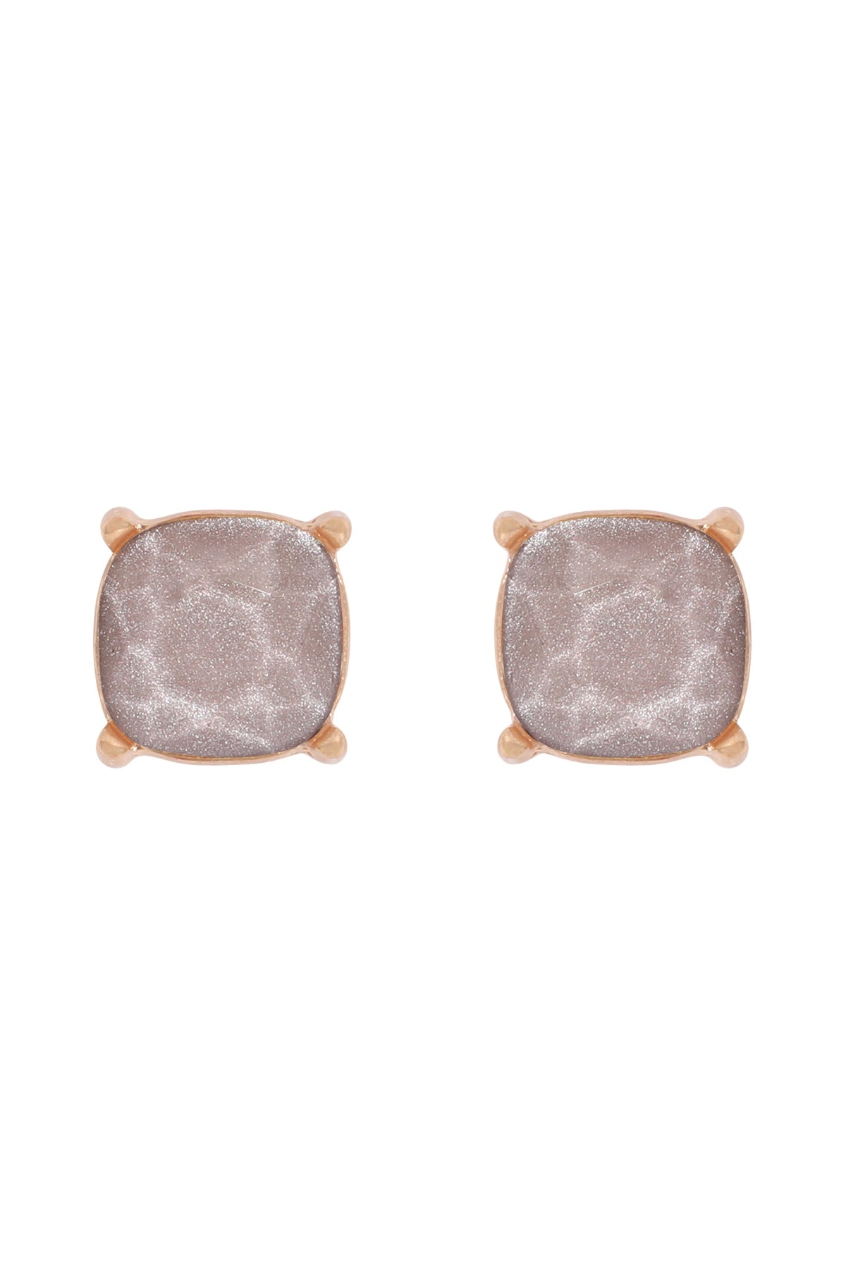 Stylish Gray Fine Glitter Epoxy Stud Earrings - Set of 6