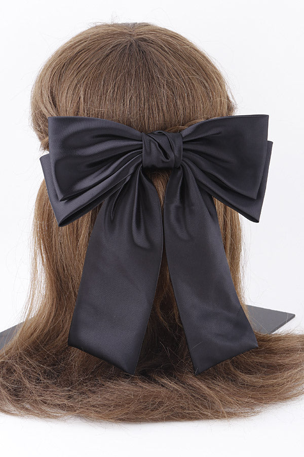Beige Double Ribbon Hair Clip - Set of 6
