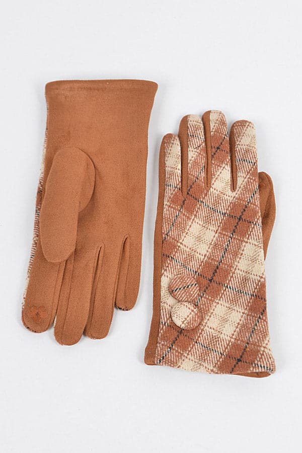 Set of 6 Stylish Black 1448 Plaid Pattern Gloves