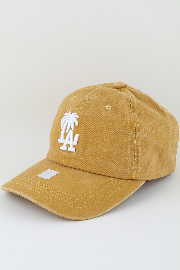 Classic Mustard Los Angeles Palm Tree Caps - Set of 6