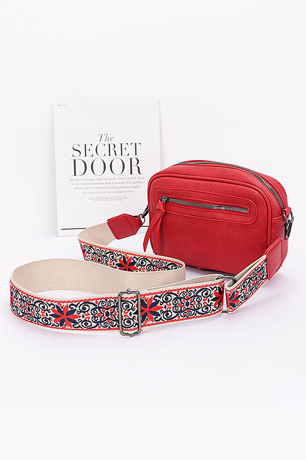 Red Faux Leather Camera Bags - Set of 3