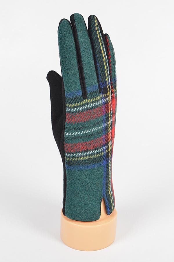 Set of 6 2348 Green Plaid Pattern Gloves