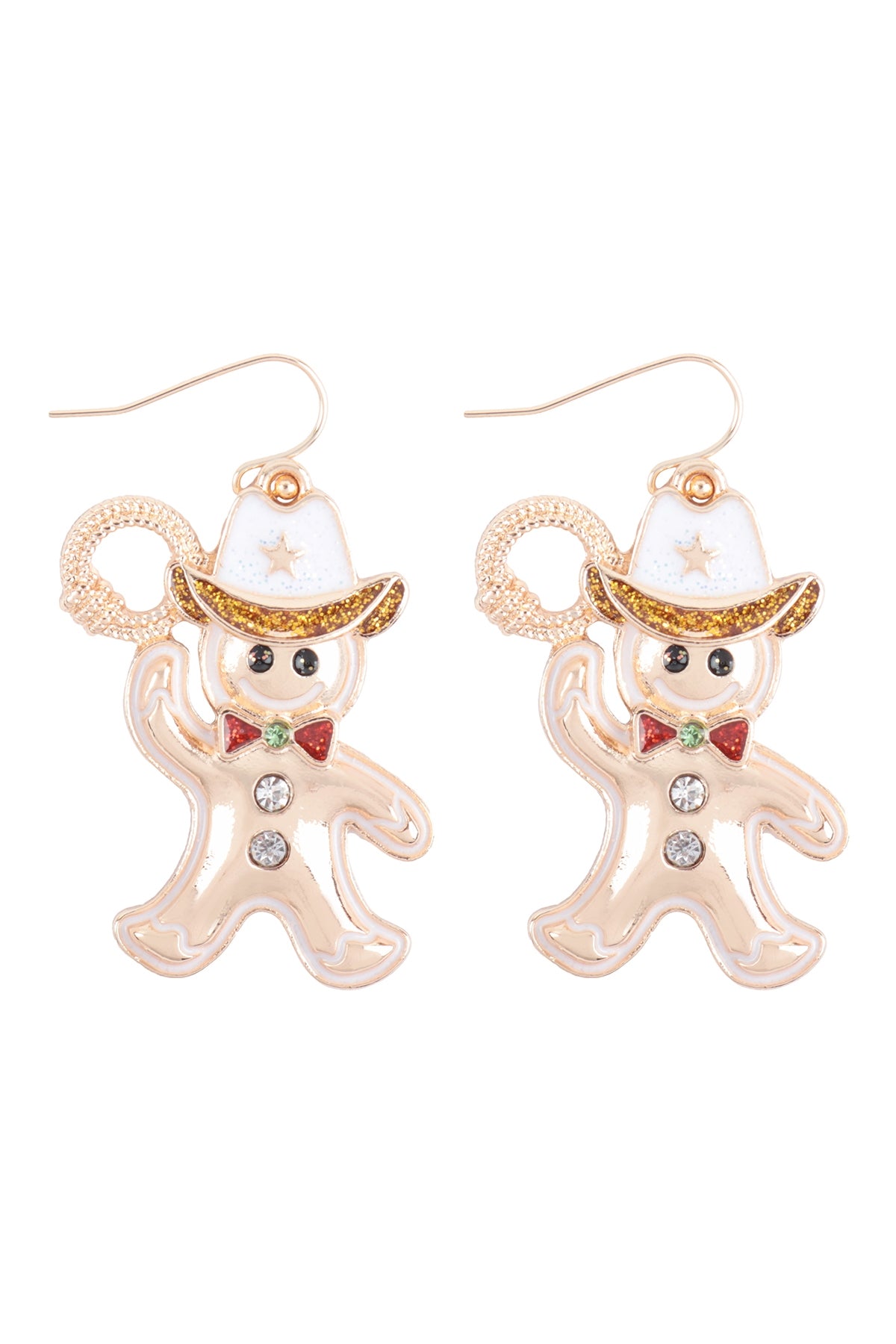 Pack of 6 - 1.75-Inch Cowboy Gingerman Cookie - Style Hook Earrings
