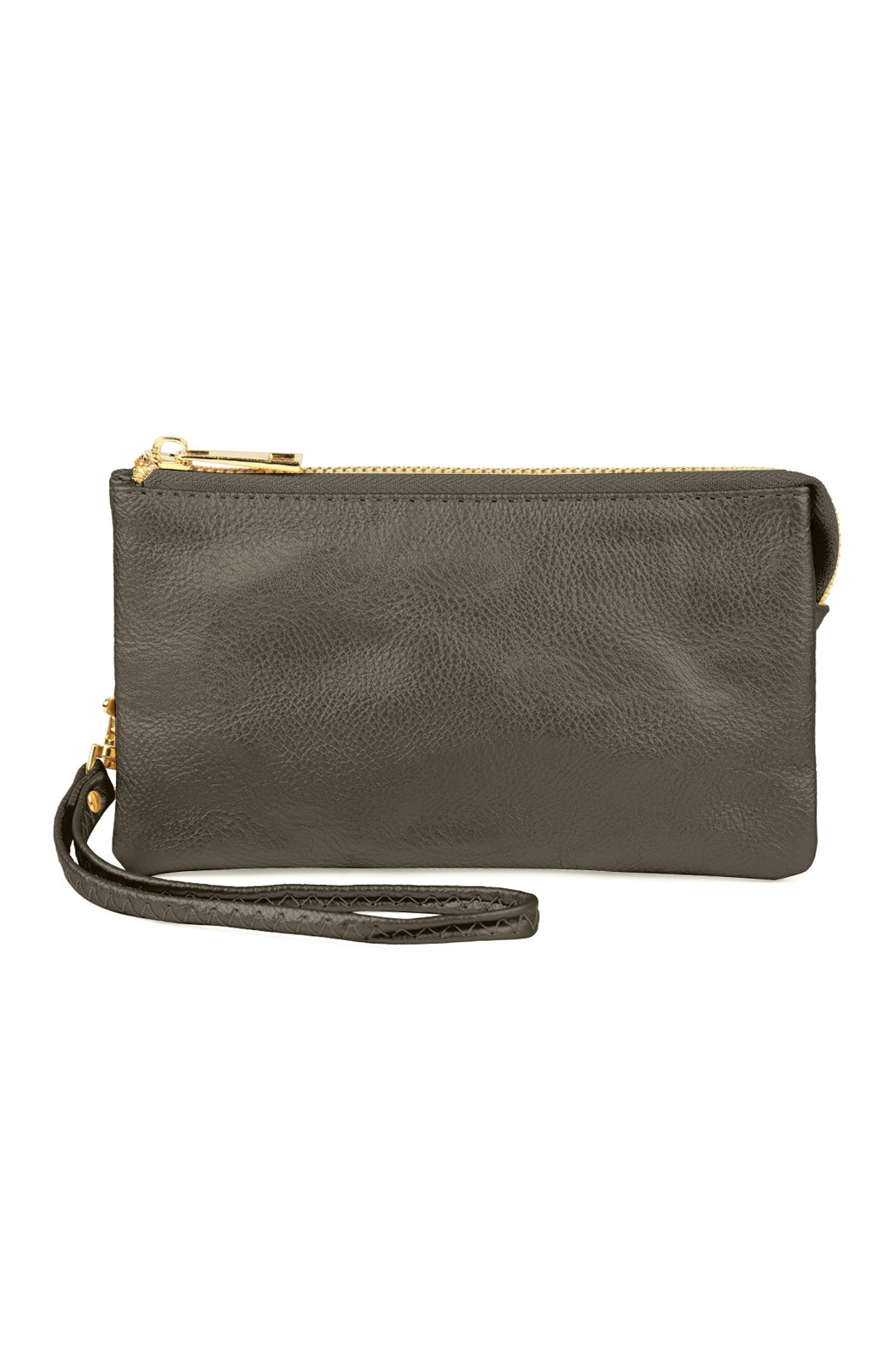 Set of 6 Pewter Vegan Leather Wallets with Detachable Wristlets