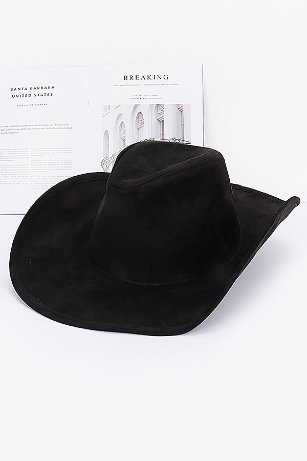 Set of 6 Faux Wool Cowboy Hats in Classic Black Color - Style 9671