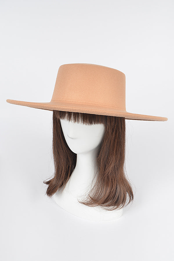 Pack of Six 4951 Beige Wide Brim Flat Top Hats