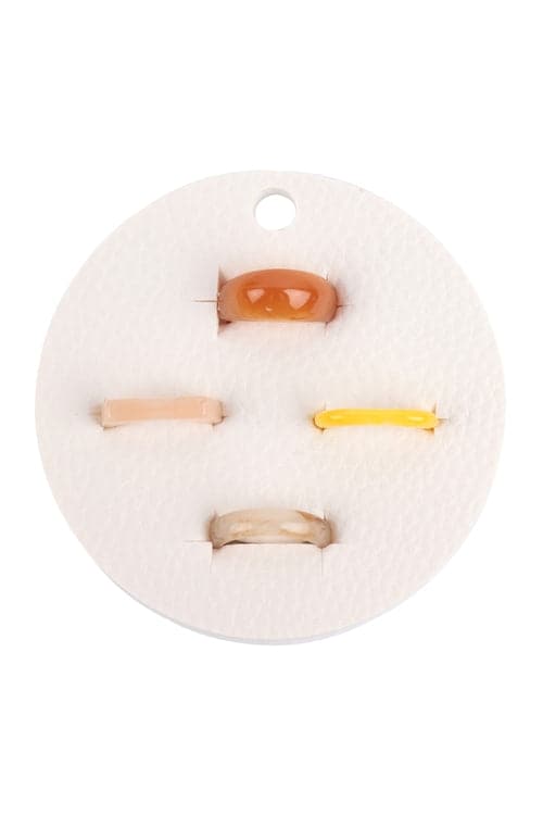 Set of 6 Brown Acrylic Marble 4 - Piece Ring Set (Size 7)