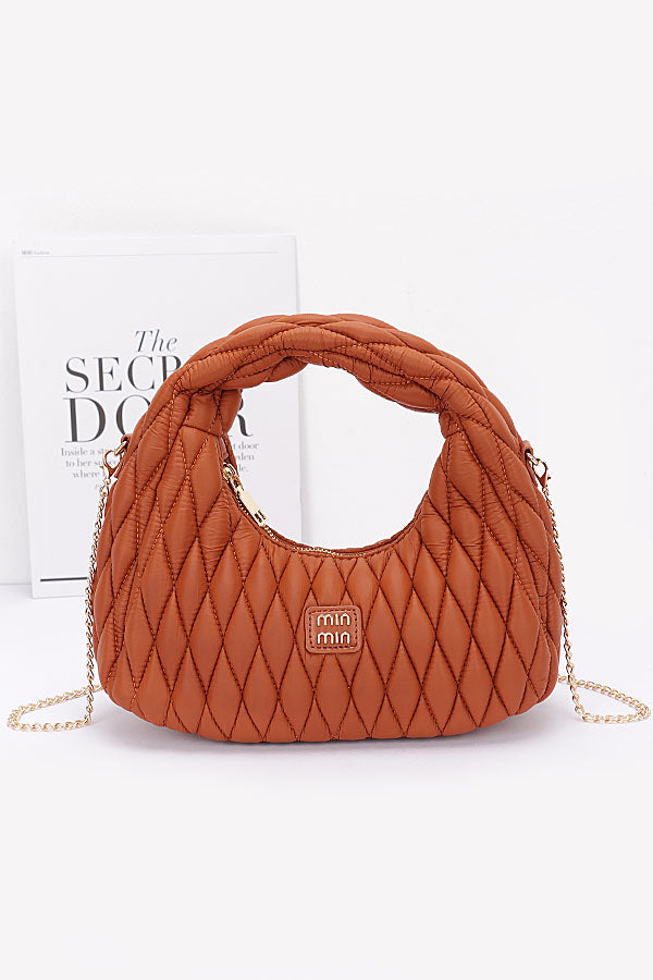 Set of 3 Quilted Faux Leather 2336 Camel Hobo Bags