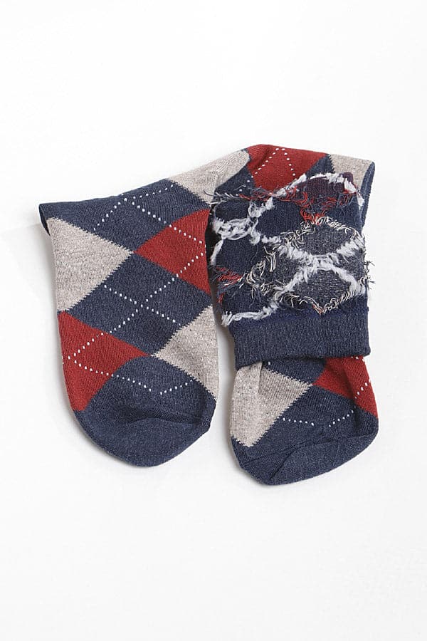 Navy Blue Diamond Plaid Socks - Pack of 6