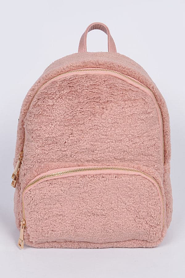 Pink Faux Wool Sheepskin Backpack - Pack of 3
