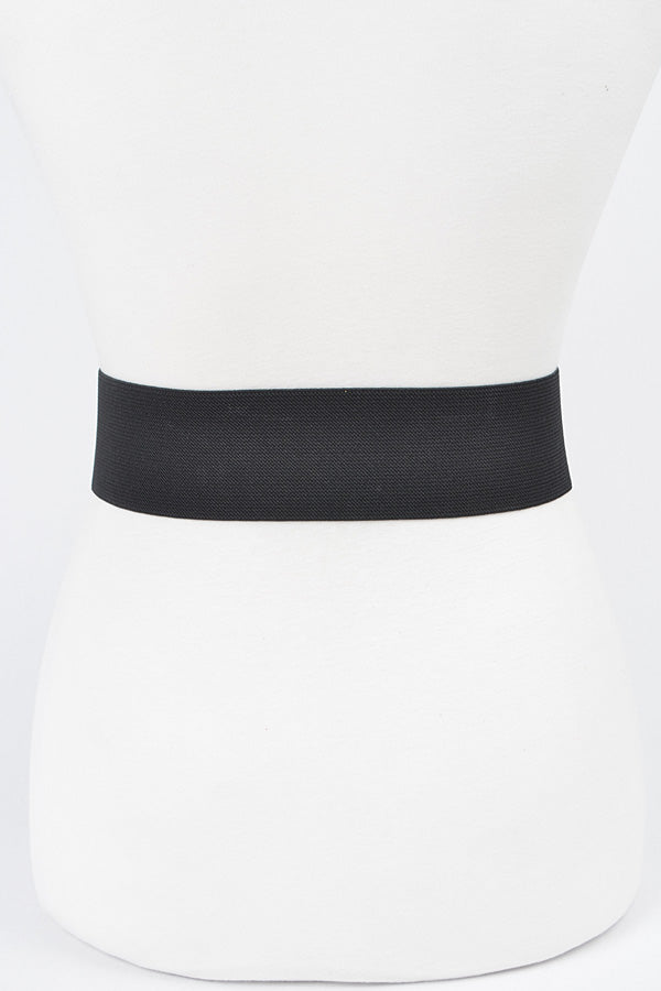 Black AB Stone Flower Elastic Belt - Pack of 6