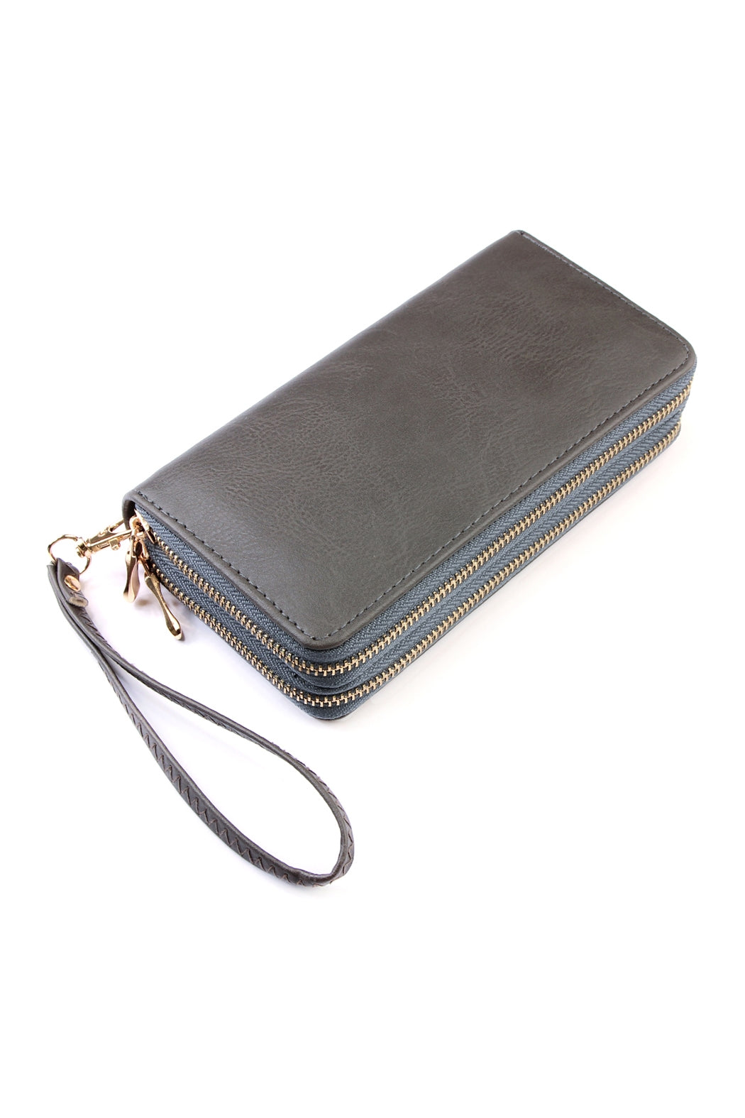 Set of 6 Dark Gray Wallets with Double Zippers