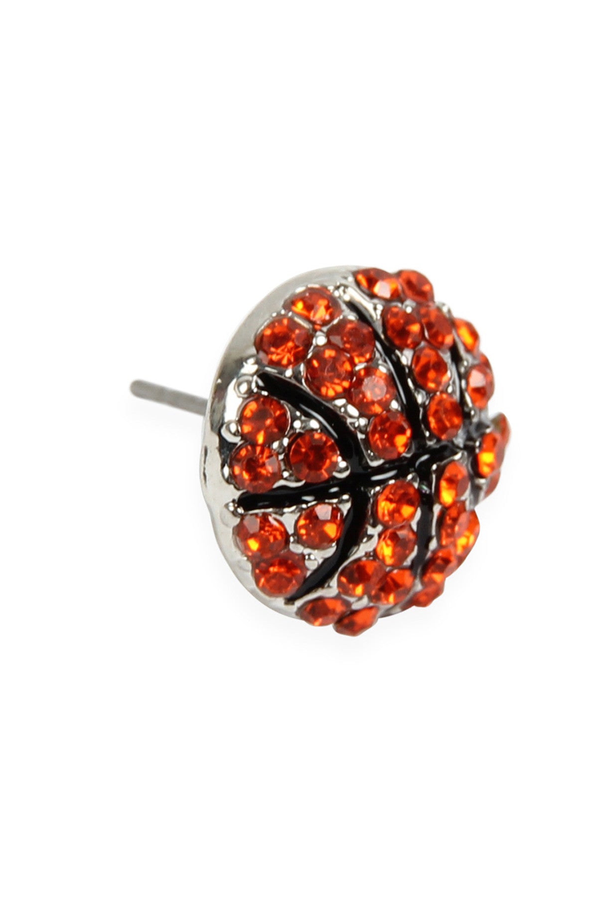 Orange Basketball - Shaped Rhinestone Stud Earrings - Set of Six Pieces