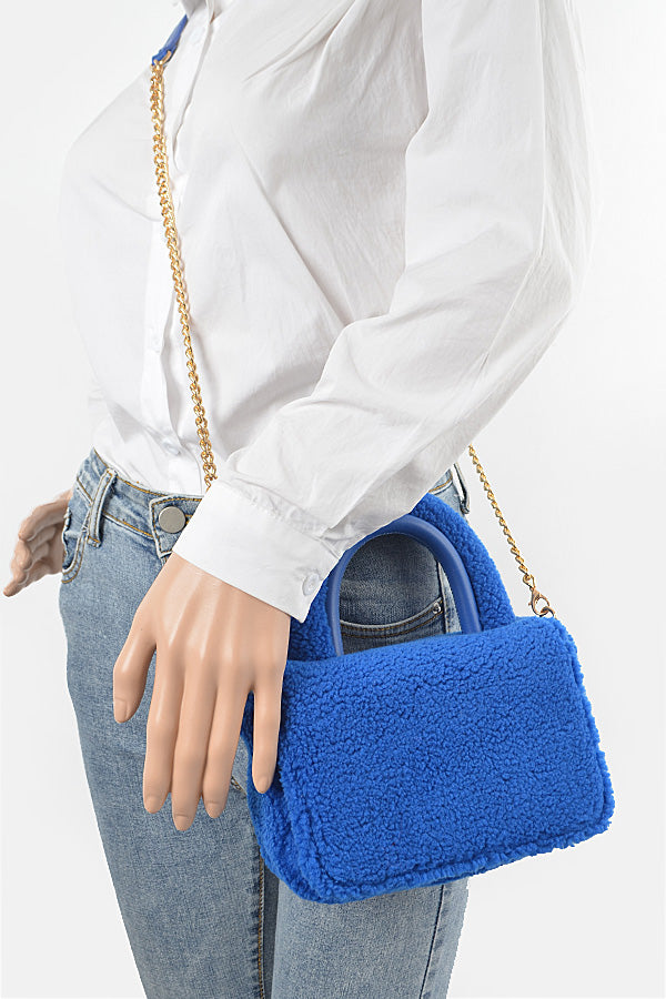 Pack of 3 Stylish Orange Faux Fur Top - Handle Clutch Bags