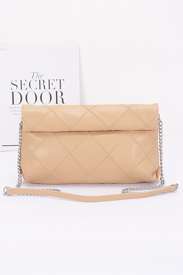 Set of 3 Nude - Quilted Faux Leather Pouches 8346